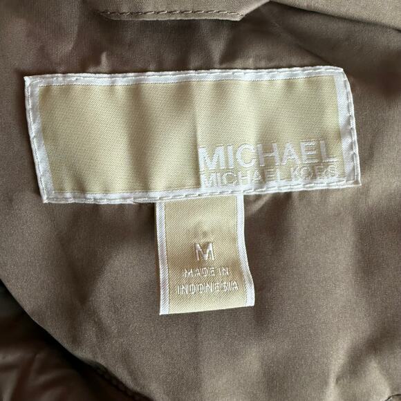 MICHAEL KORS Down Hooded Belted Puffer Coat Size M Water Resistant Zip Closure - Picture 13 of 15